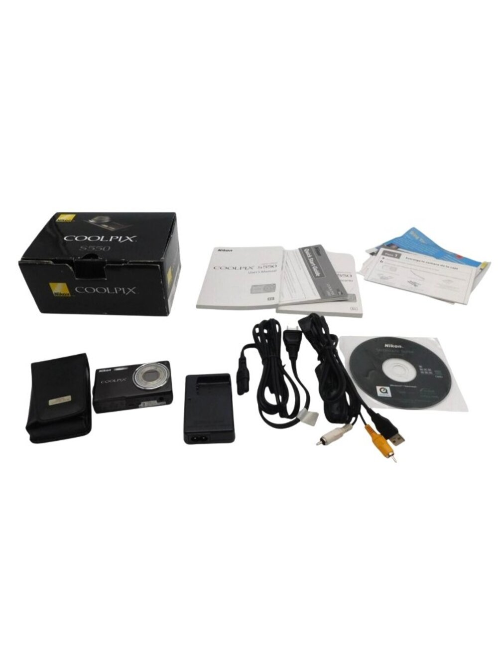 Nikon Coolpix S550 10MP Digital Camera Accessories Charger Manual Box WORKS